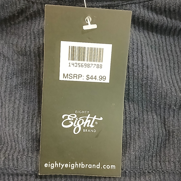 Eighty Eight Brand sz L Blue Lightweight Corduroy Shirt Jacket with Black Hood - Picture 10 of 10